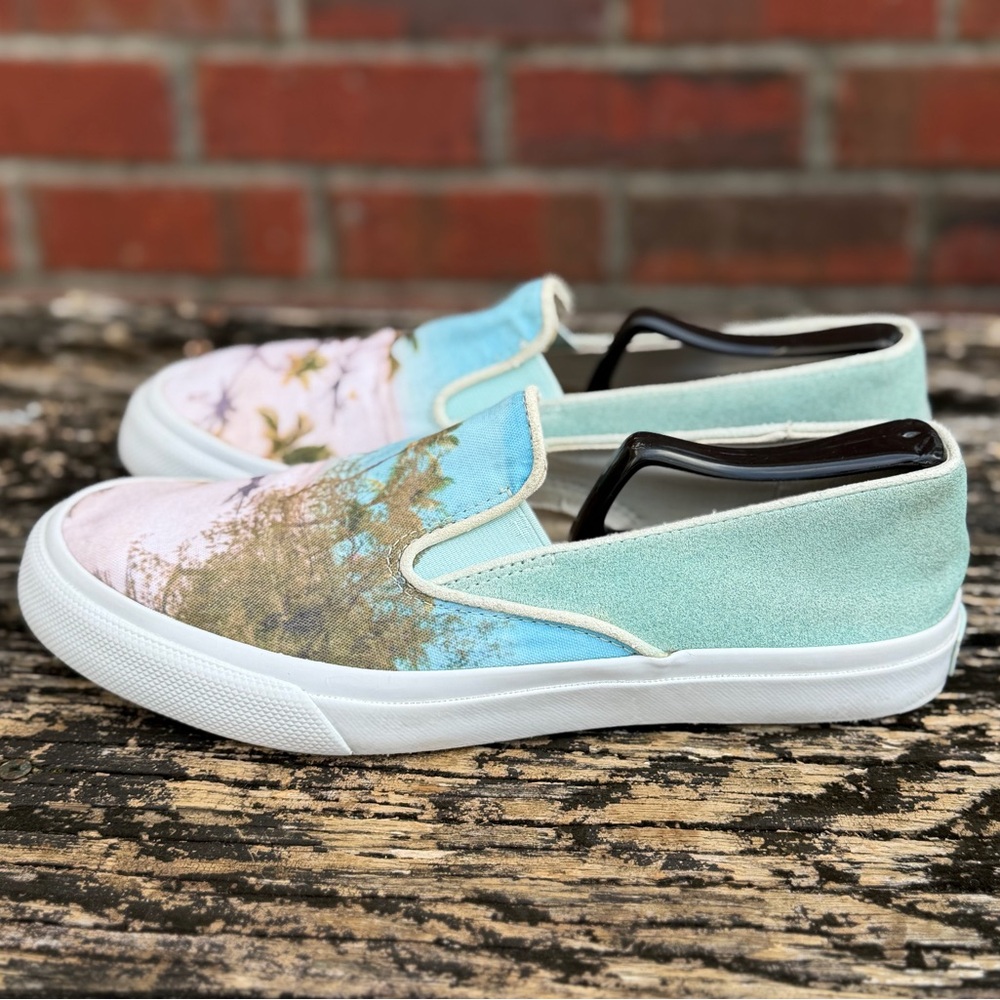 Sperry Gray Malin Beach Theme Slip-On Men's Sz 8 Canvas & Suede Sneaker  T8 - Picture 3 of 14